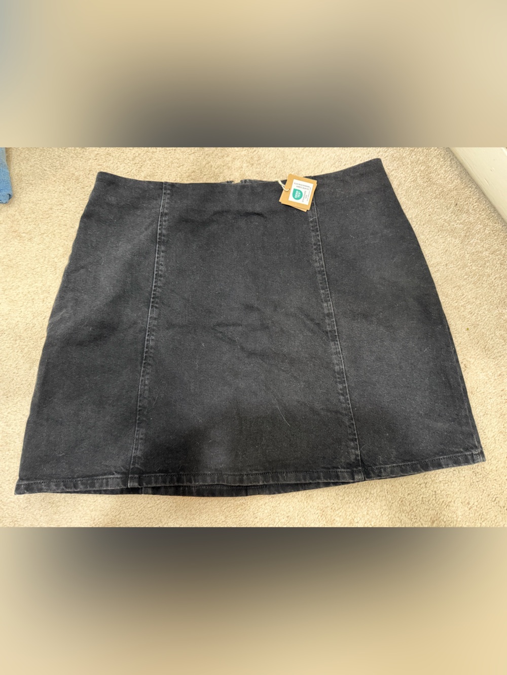 NWT French Monoprix Black Denim A-Line Skirt size 42 US size 10